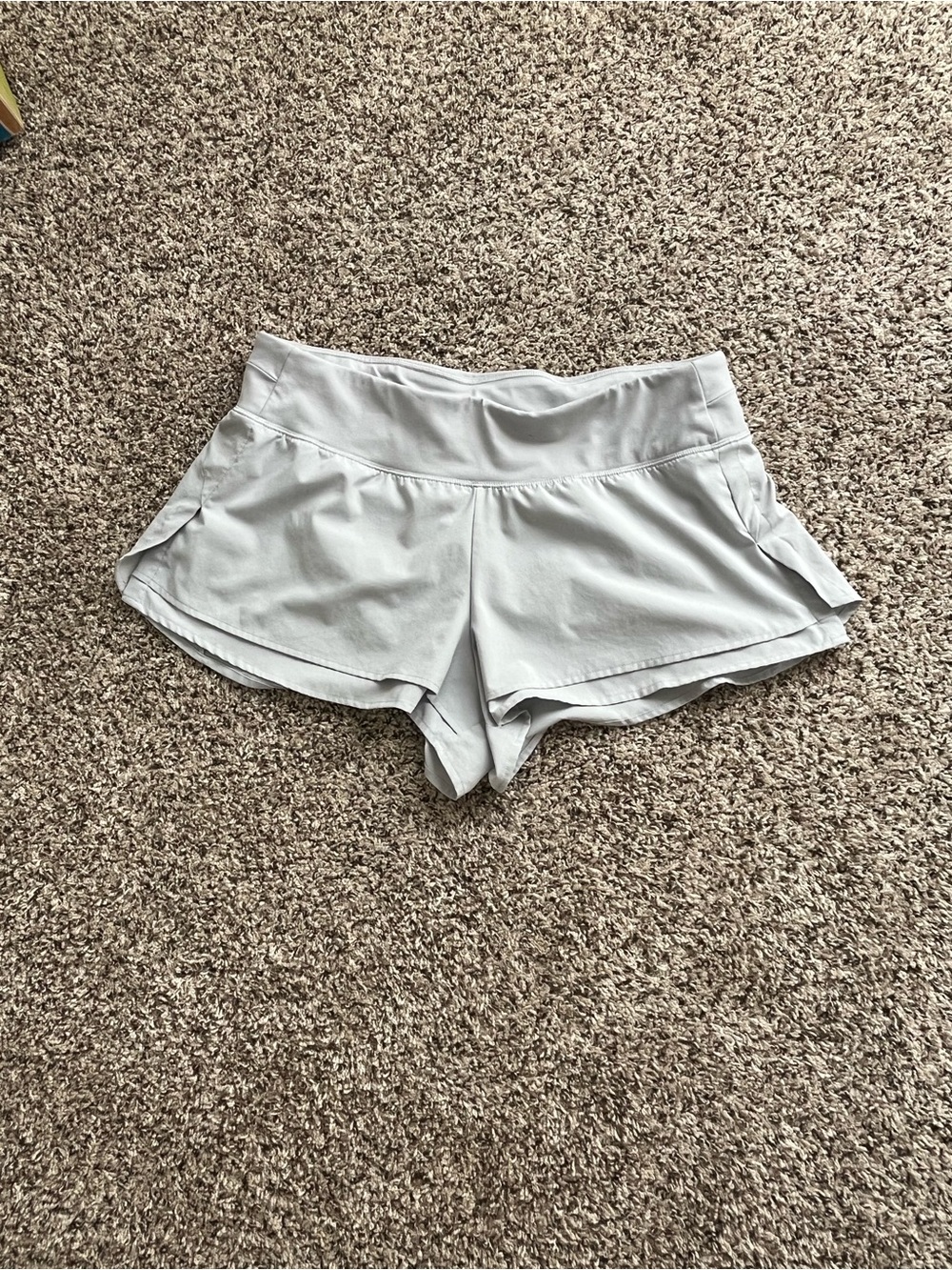 Women’s Light Gray Athletic Shorts with Wide Waistband